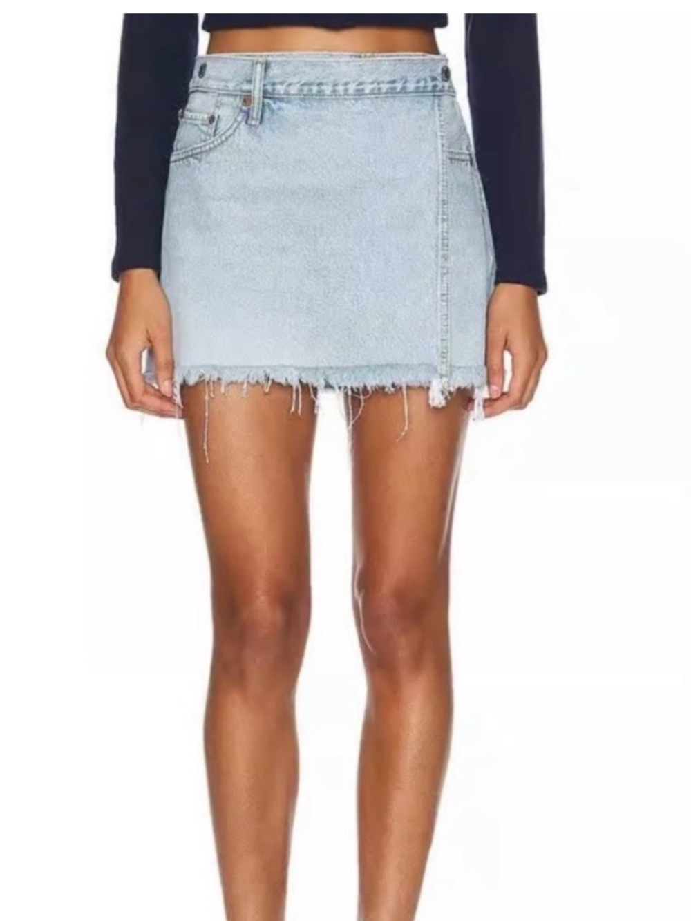 Re/done & Pam wrap denim mini skirt